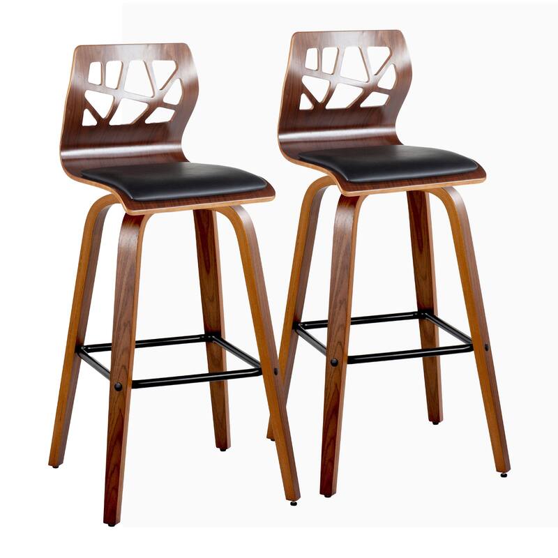 Carson Carrington Sala 30" Fixed-Height Bar Stool with Bent Wood Legs & Square Footrest (Set of 2)