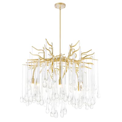 Anita 6 Light Gold Leaf Chandelier - Gold Leaf