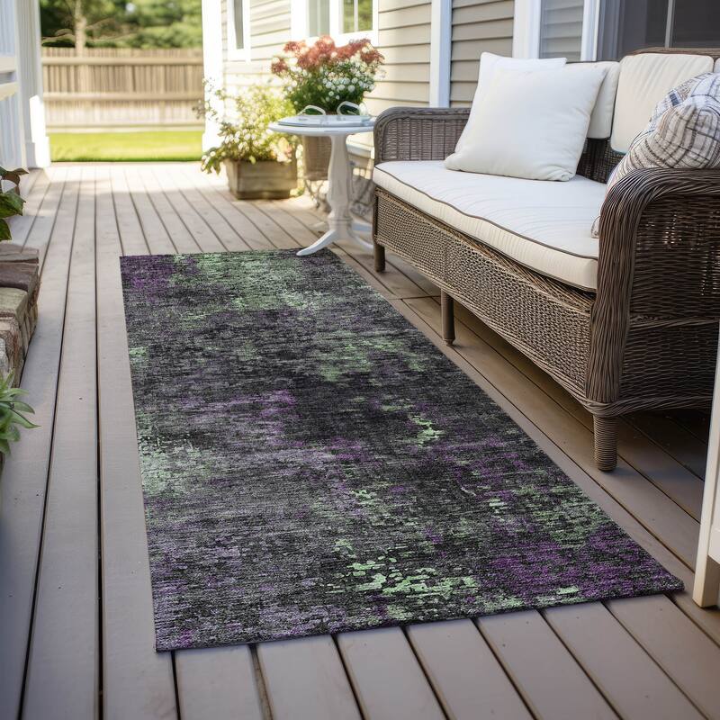 Machine Washable Indoor/ Outdoor Chantille Contemporary Abstract Rug - Granite - 2'3" x 7'6"