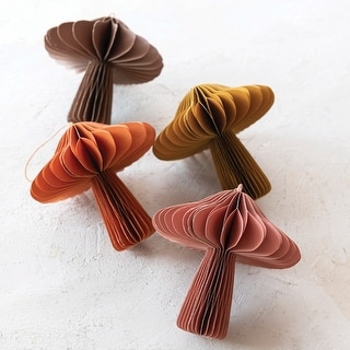 Paper Folding Honeycomb Mushroom Ornament, Set of 4
