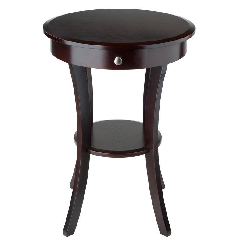 Sasha Round Accent Table, Cappuccino - 20"W x 20"D x 27"H.