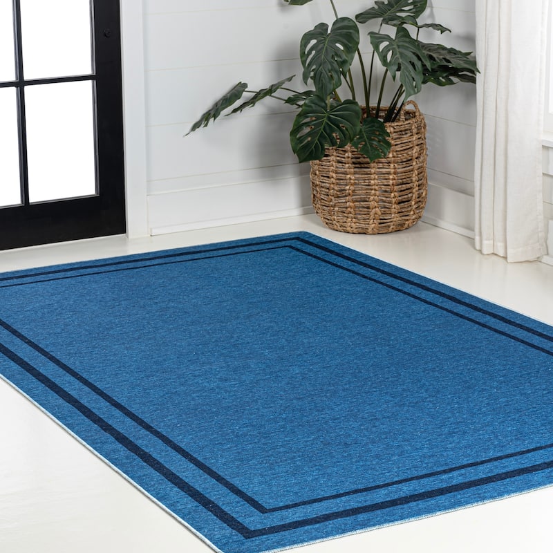 JONATHAN Y Ainsley Classic 2-Stripe Border Washable Area Rug