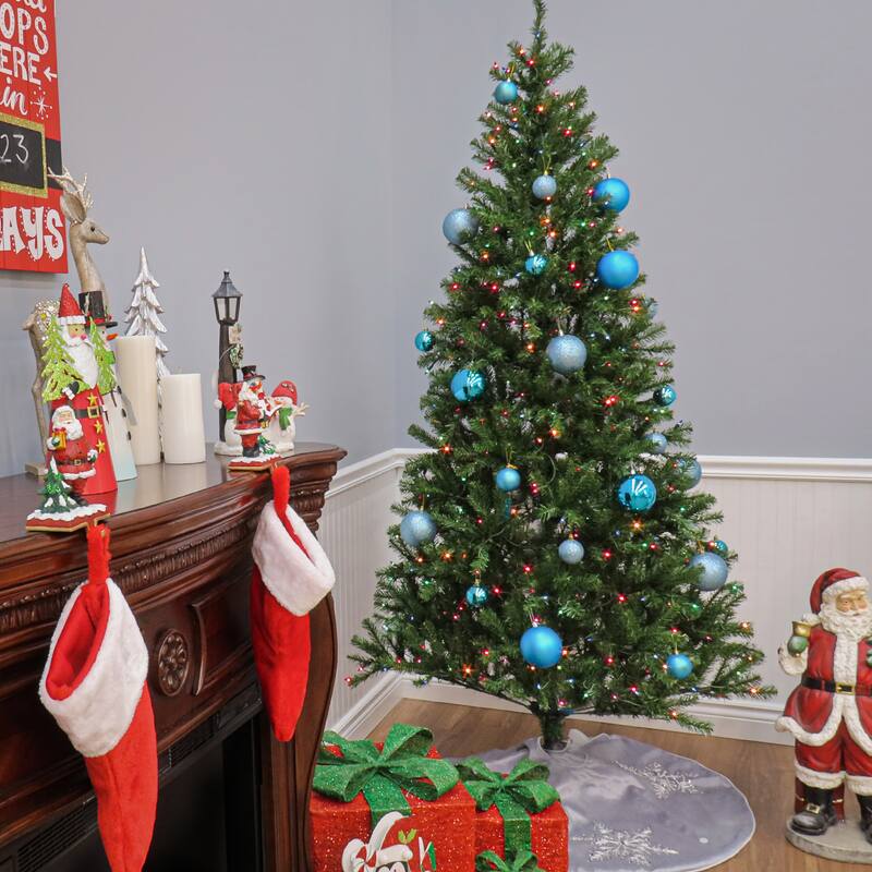 National Tree Company 7.5 ft. Aspen Spruce Tree with Multicolor Lights - 7.5 Foot