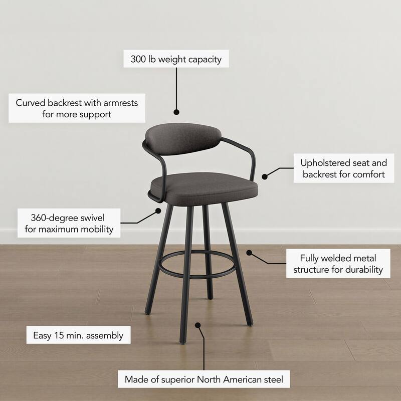 Amisco Ernesto Swivel Counter and Bar Stool with Arms