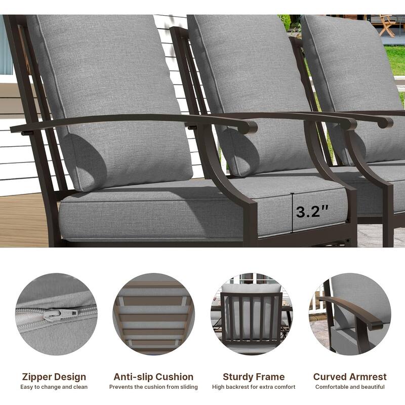 Kullavik 10 Pieces Outdoor Dining Set with 2 Swivel Chairs, 6 Single Chairs, X-Leg Table and Double-Sided Umbrella