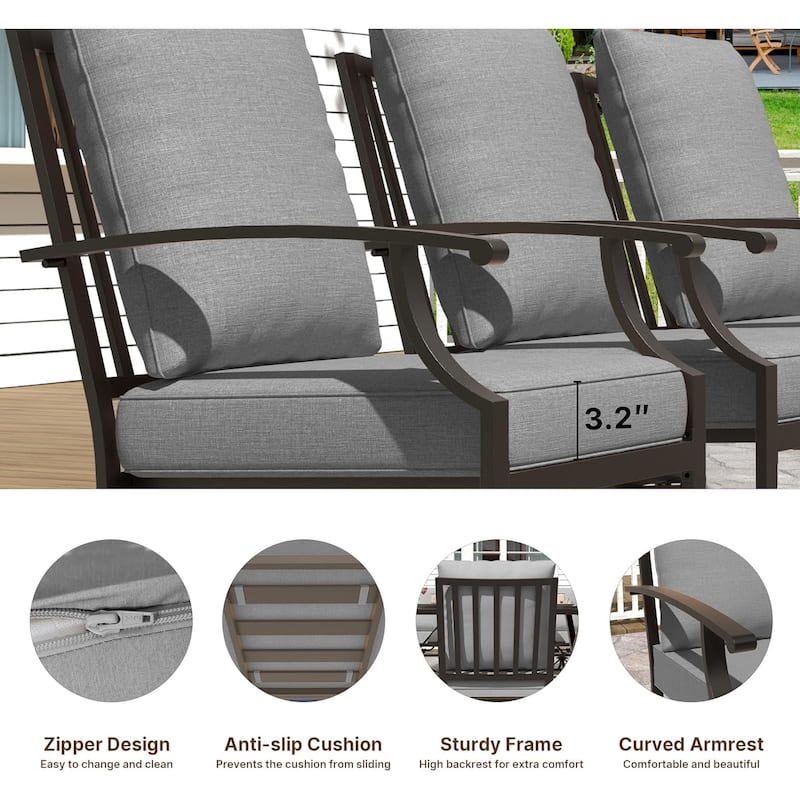Kullavik 8 Pieces Outdoor Dining Set with 6 Swivel Chairs, X-Leg Table and Double-Sided Umbrella