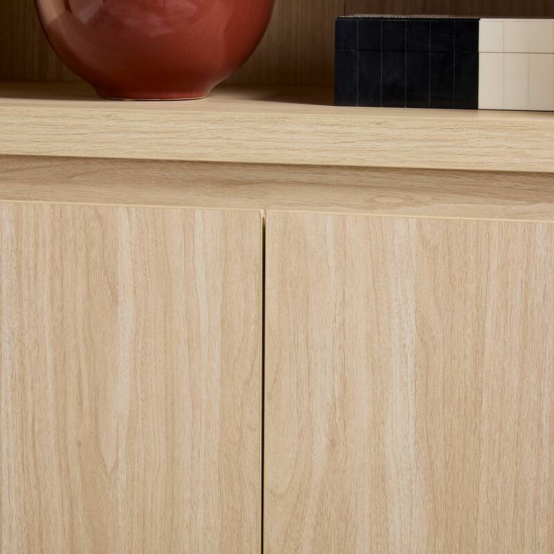 Walker Edison Modern Wood Open Bookshelf with Storage Cabinet