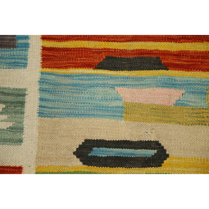 Hand Woven Oriental 100% Wool Carpet Southwestern Tribal Multi-Colored Kilim Area Rug - 6' 0'' X 3' 10''