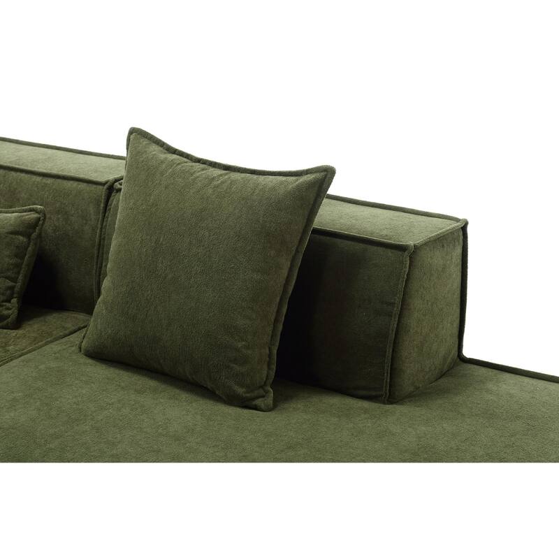 Green 129.5'' Minimalist Modular L-Shaped 4-Seat Sofa Set with Chaise