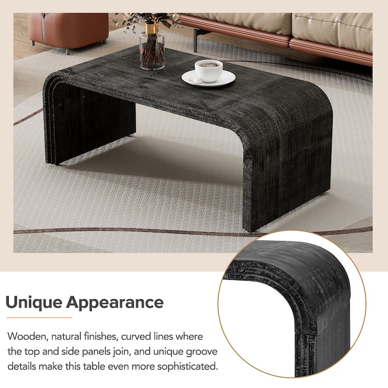 Minimalist Coffee Table with Curved Art Deco Design for Living Room,Dining Room