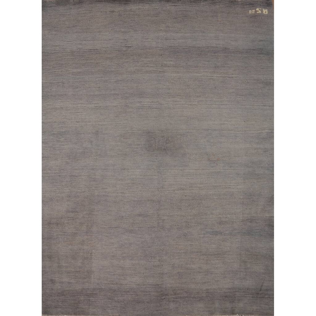 Gray Modern Gabbeh Oriental Rug Hand-Knotted Wool Carpet - 5'2"x 6'6"