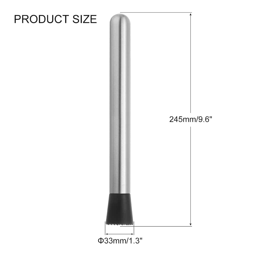 10inch Stainless Steel Cocktail Muddler Bar Muddler Bar Tools for Cocktails - Silver