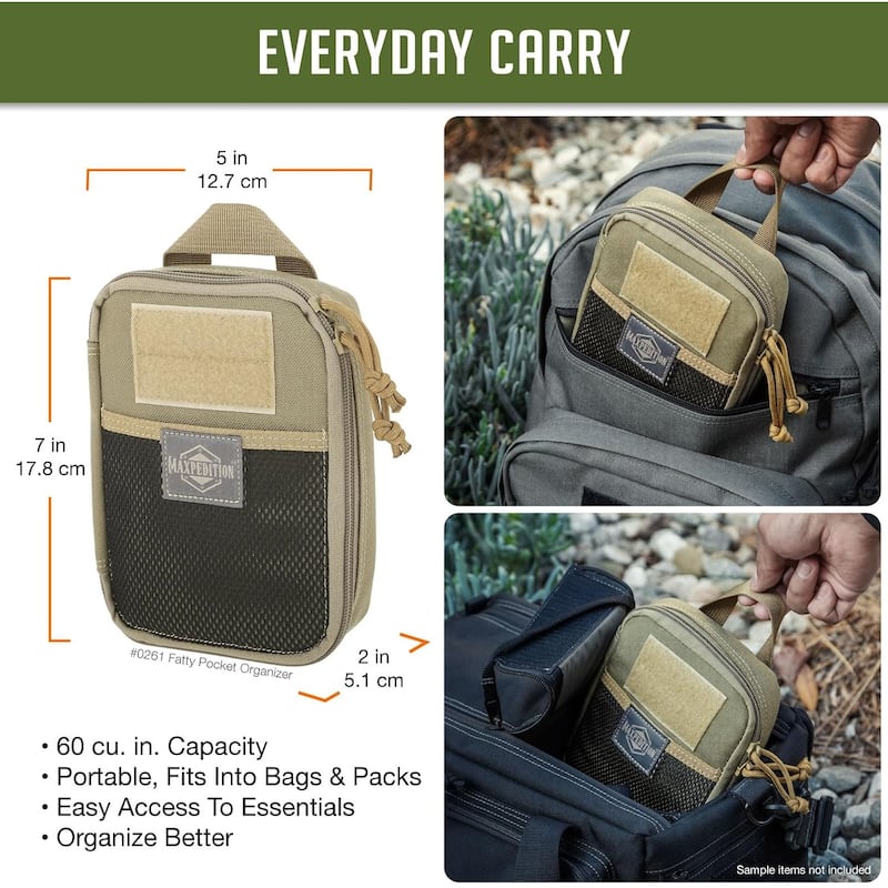 Lightweight Durable Fatty Pocket Organizer MOLLE Pouch, Khaki