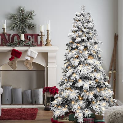5/6/7/8Ft PVC Automatic Flocking Christmas Tree with Warm White Led Lights