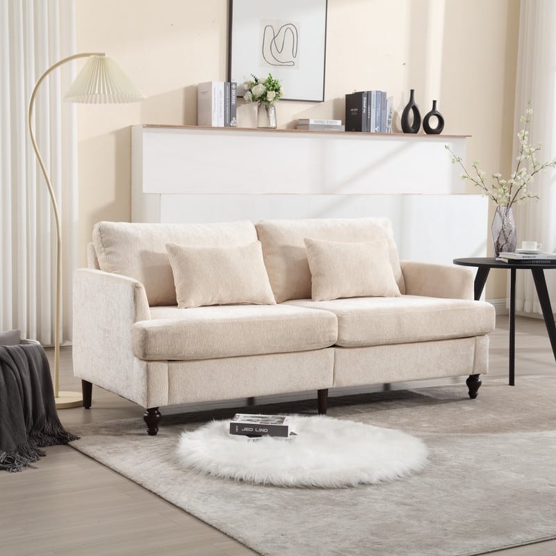 Modern Chenille Fabric Loveseat, 2-Seat Upholstered Sofa Couch
