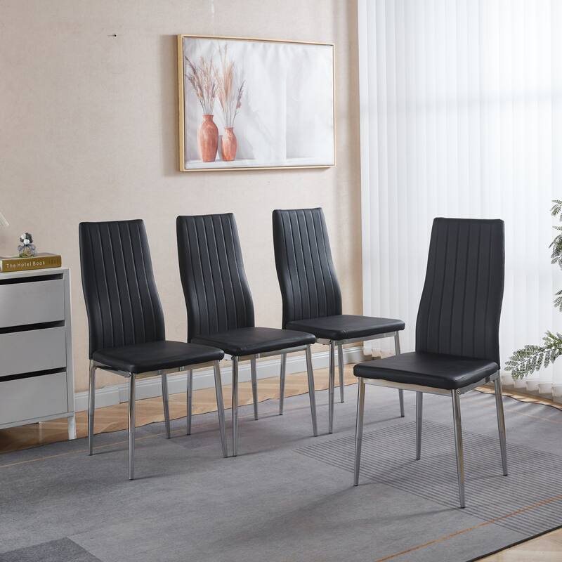 5 Pieces Dining Set, Table Metal Leg Mid-Century Dining Table for 4-6 People with Glass Table Top,Pedestal Dining Table