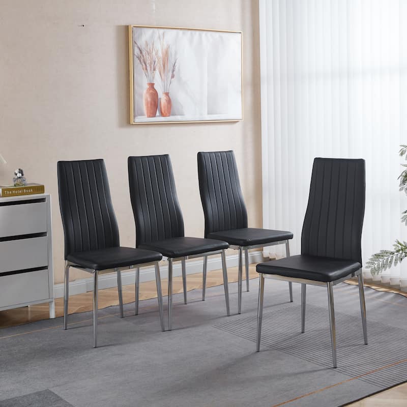 Modern Dining Chairs Set of 4 Metal Legs Contemporary Kitchen Furniture - Black