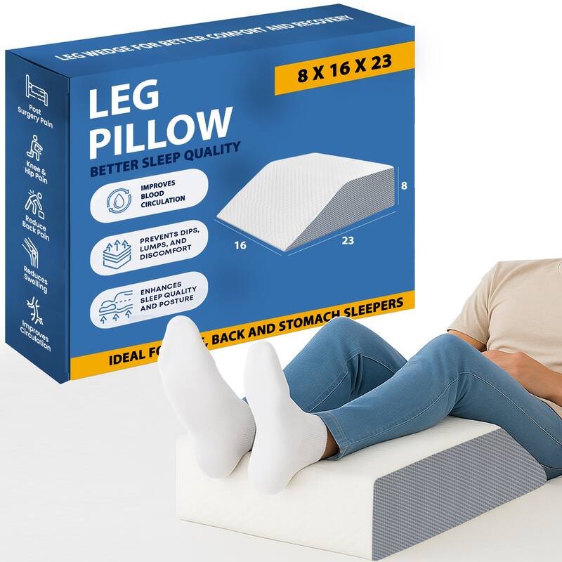 Onetan, Leg Elevation Pillow, Blood Circulation, Leg Swelling Relief and Sciatica Pain Relief, Removable Cover, 21-Inch , White - Medium-Soft - Standard