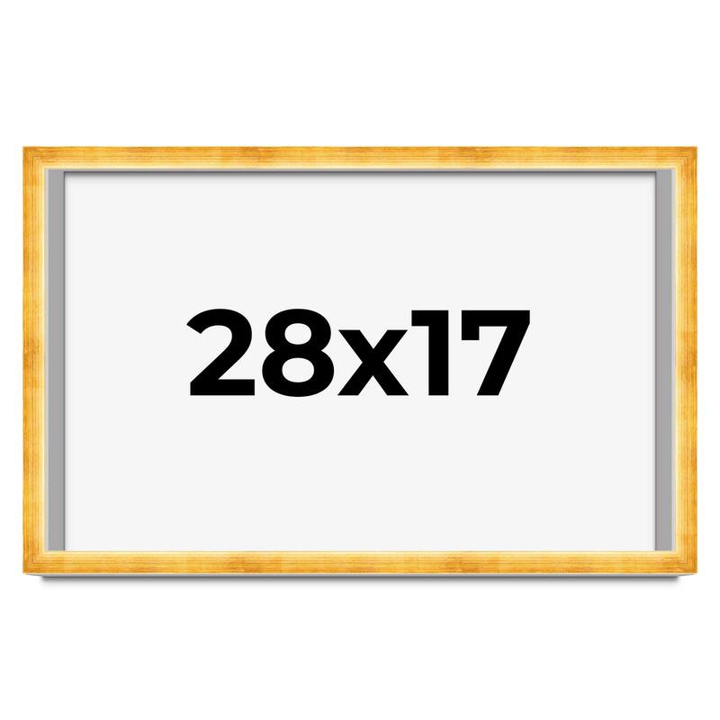 28x17 Shadow Box Frame Gold | 1.625 Inches Deep Real Wood Traditional
