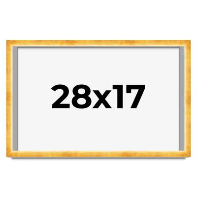 28x17 Shadow Box Frame Gold | 1.625 Inches Deep Real Wood Traditional