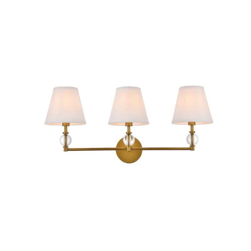 Elegant Lighting LD7023W24 Bethany 3 Light 27" Wide Vanity Light - Brass / White