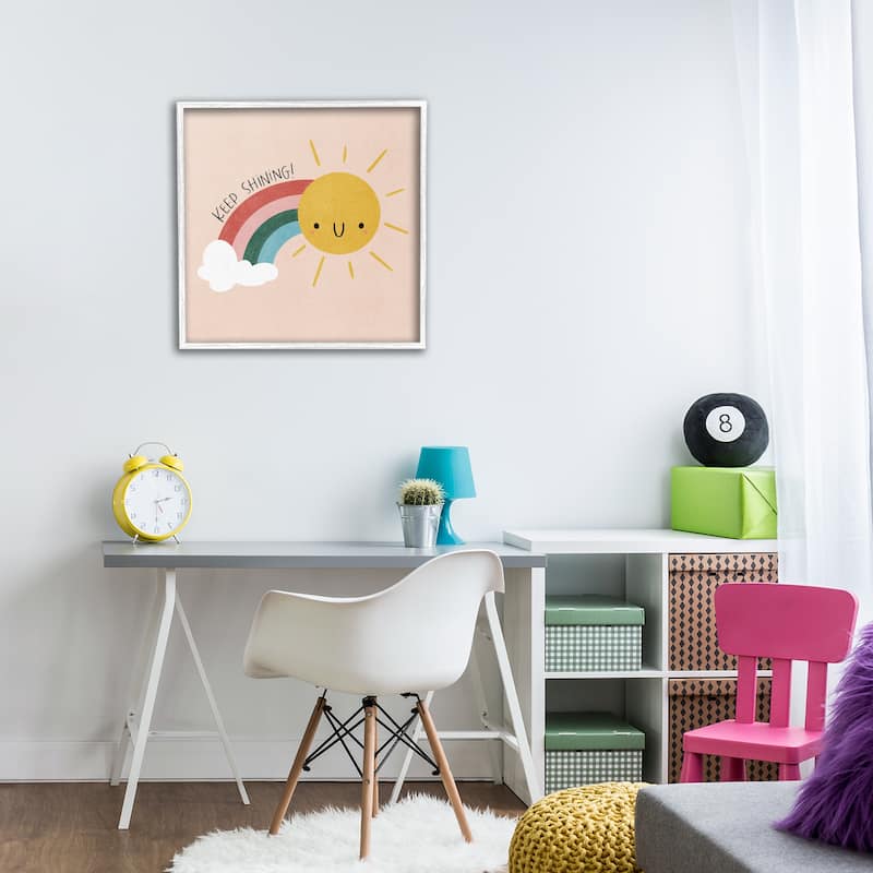 Stupell Keep Shining Inspirational Rainbow Framed Giclee Art Design By Sarah Hickman