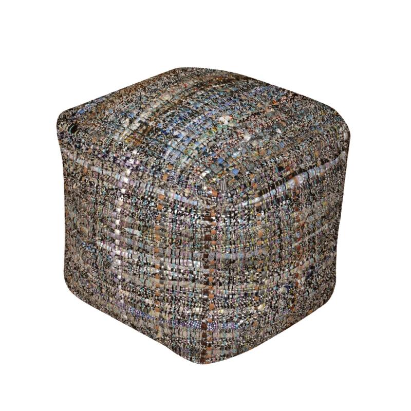 Morro Bay Hcrafted Water resistant Pouf,Comfortable choice, multiple functions, classic design, and cozy corners Red Multi