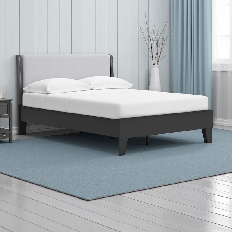 Alli Full Size Platform Bed, Matte Black Wood Frame with Laminate