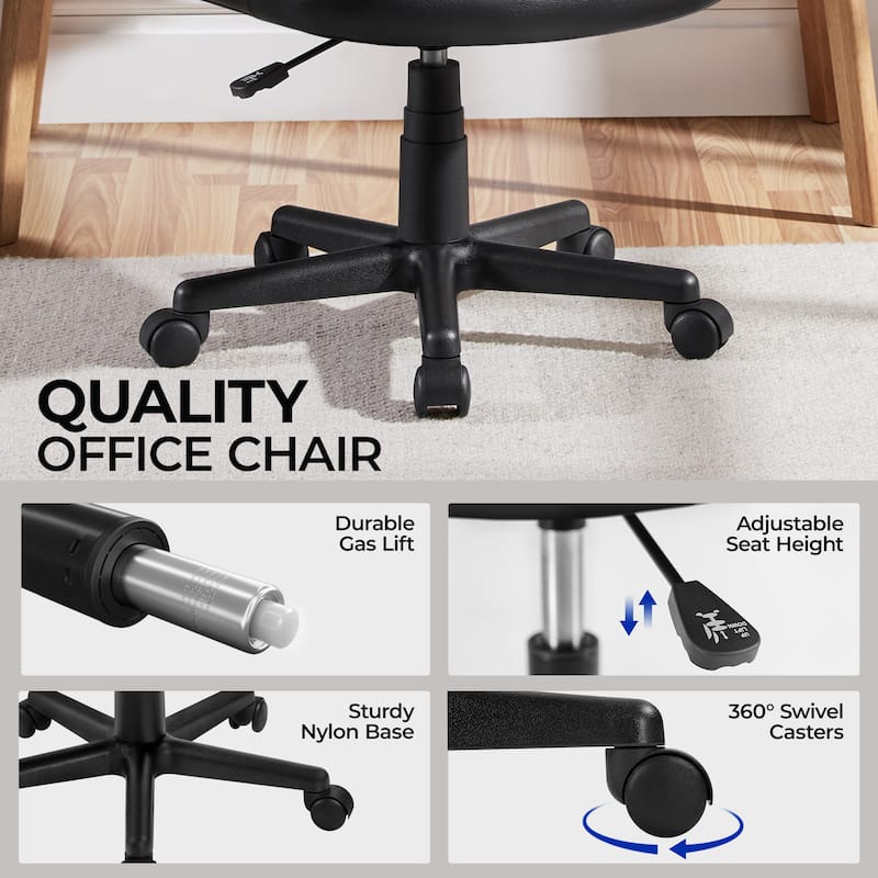 Yaheetech Adjustable Armless Office Chair Faux Leather Desk Chair