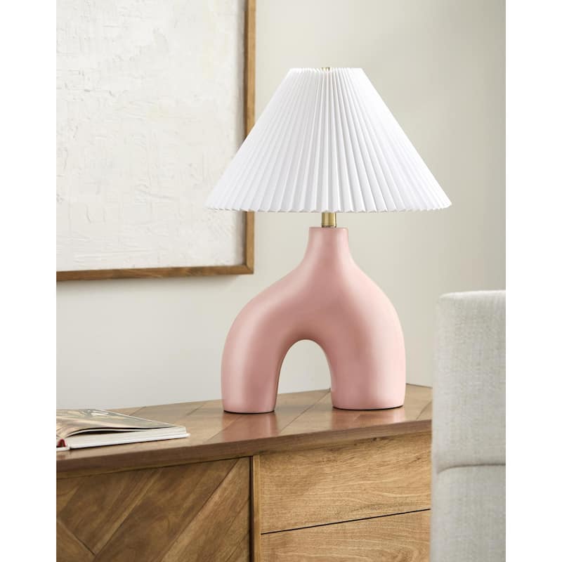 Livabliss Solara Traditional Accent Table Lamp - Pink/White