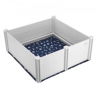 White PVC Plastic Dog Whelping Box with Rails Pee Pad Ideal for Indoor Dogs and Puppies