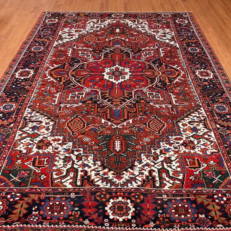 HERAT ORIENTAL Handmade Fine Persian Heriz Wool Rug - 7'7" x 11'3"