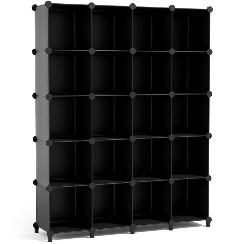 Sorbus Cube Storage Organizer – Waterproof Cubby Shelf for Closet, Toys, Books, Shoes, Décor – Space-Saving Bookshelf - 20 Pack - Black
