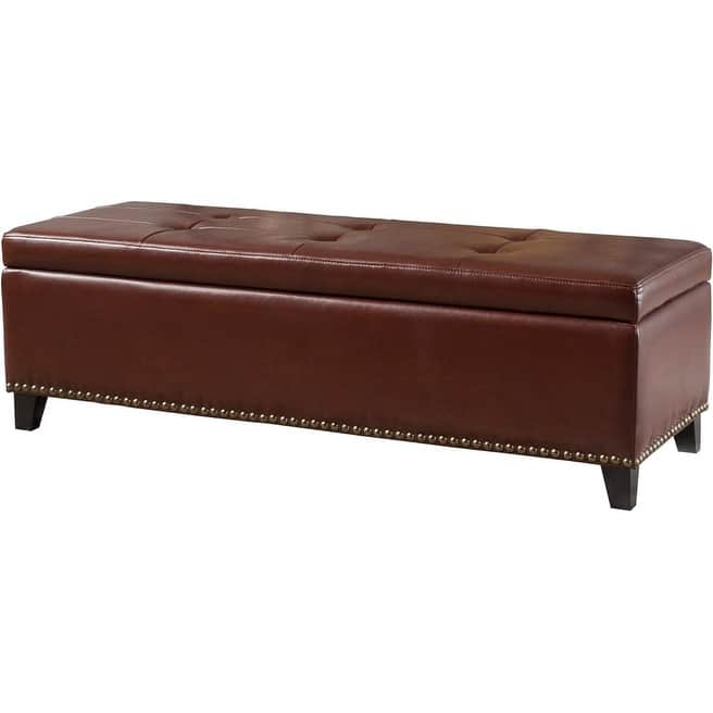 Large Ottomans Storage Bench End of Bed Bench with Hinged Lid, Indoor Bench Leather Bench Vanity Bench