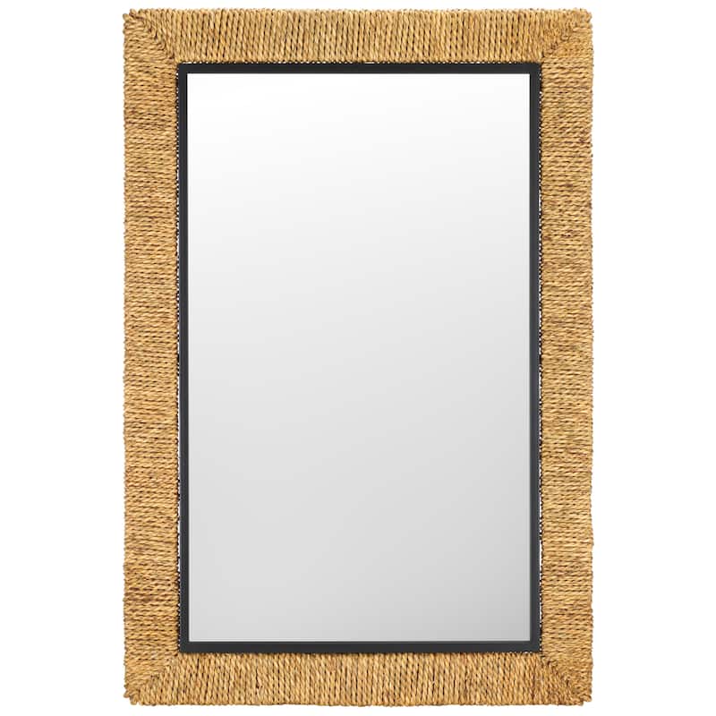 SAFAVIEH Home Amelda 24 x 36-inch Vertical Rectangle Natural/Black Mirror - 24.4"W x 1.6"D x 36.2"H