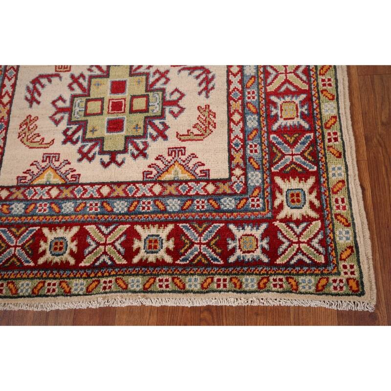 Kazak Oriental Accent Rug Handmade Beige Wool Carpet - 3'4" x 5'1"