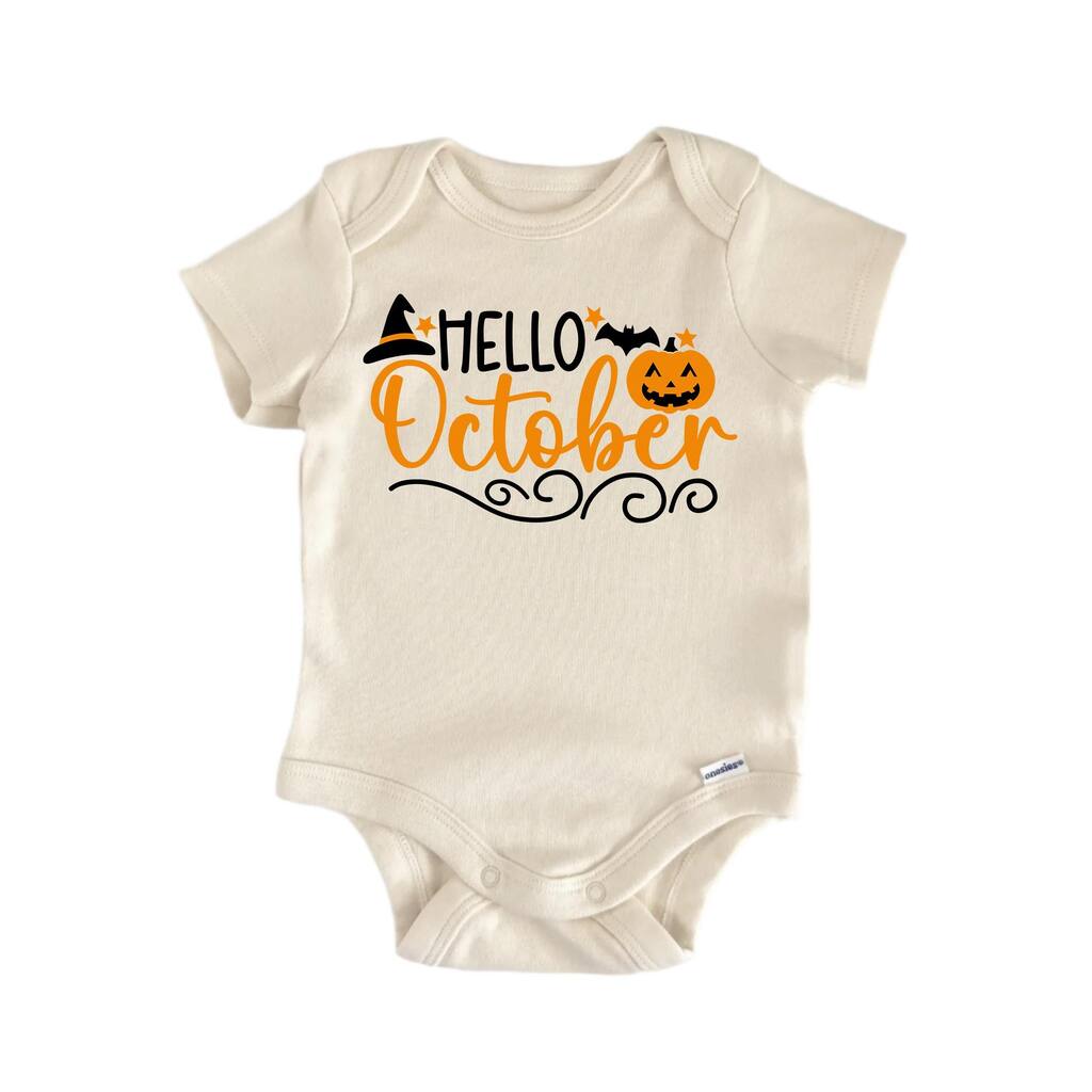 Hello October - Baby Boy Girl Clothes Infant Bodysuit Funny Cute