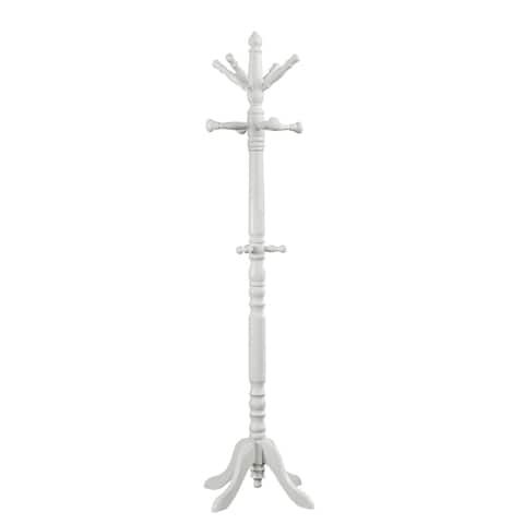 73.75" White Traditional Coat Rack with Hanging Hooks