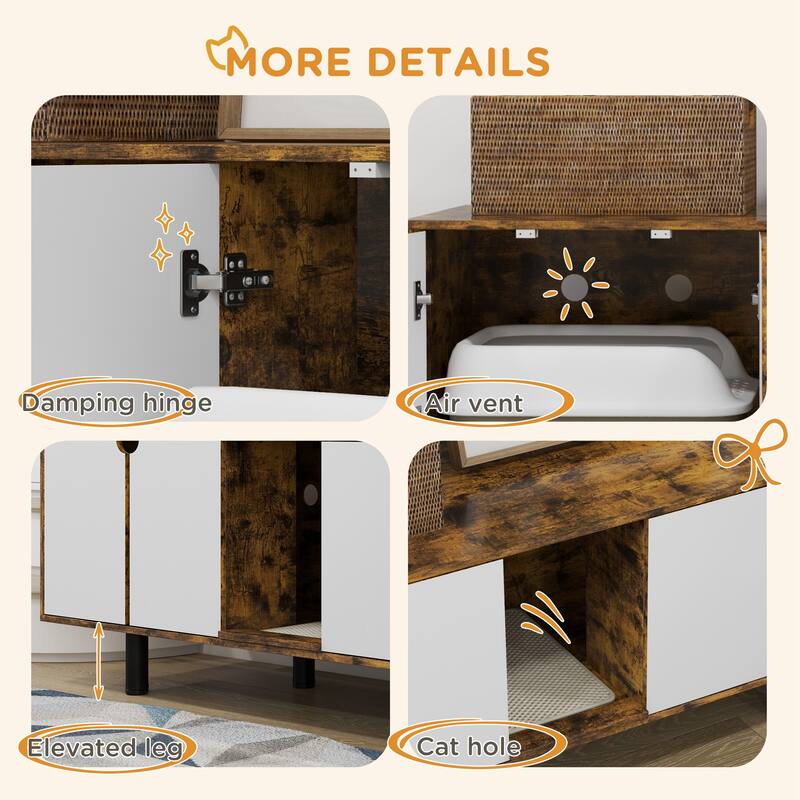 Litter Box Furniture TV Stand with 2 Cabinets
