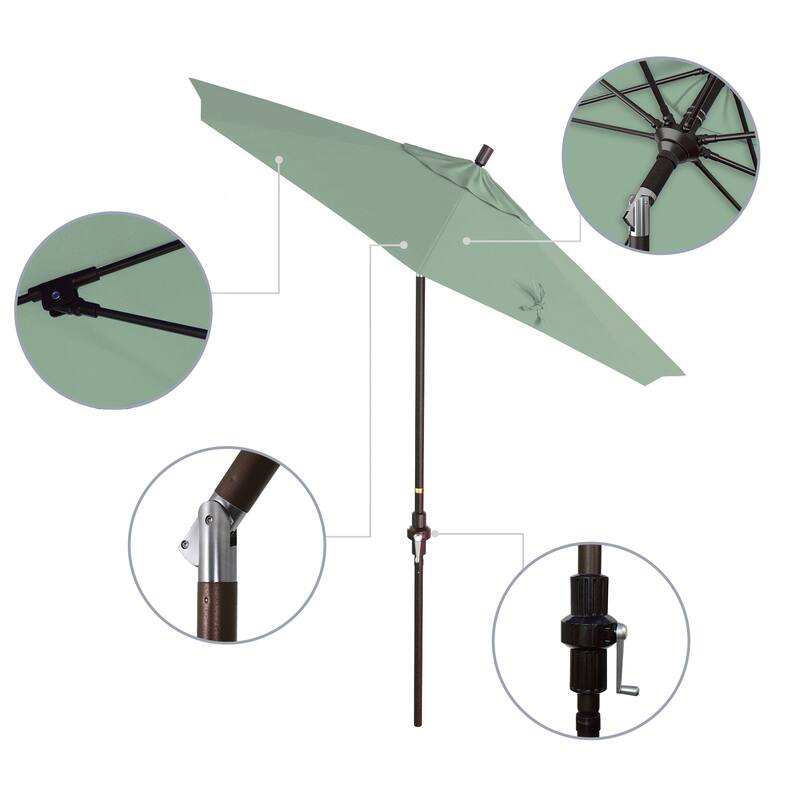 California Umbrella 75' Sun Master Patio Umbrella Bronze Aluminum Pole Fiberglass Ribs Crank Lift Tilt Pacifica