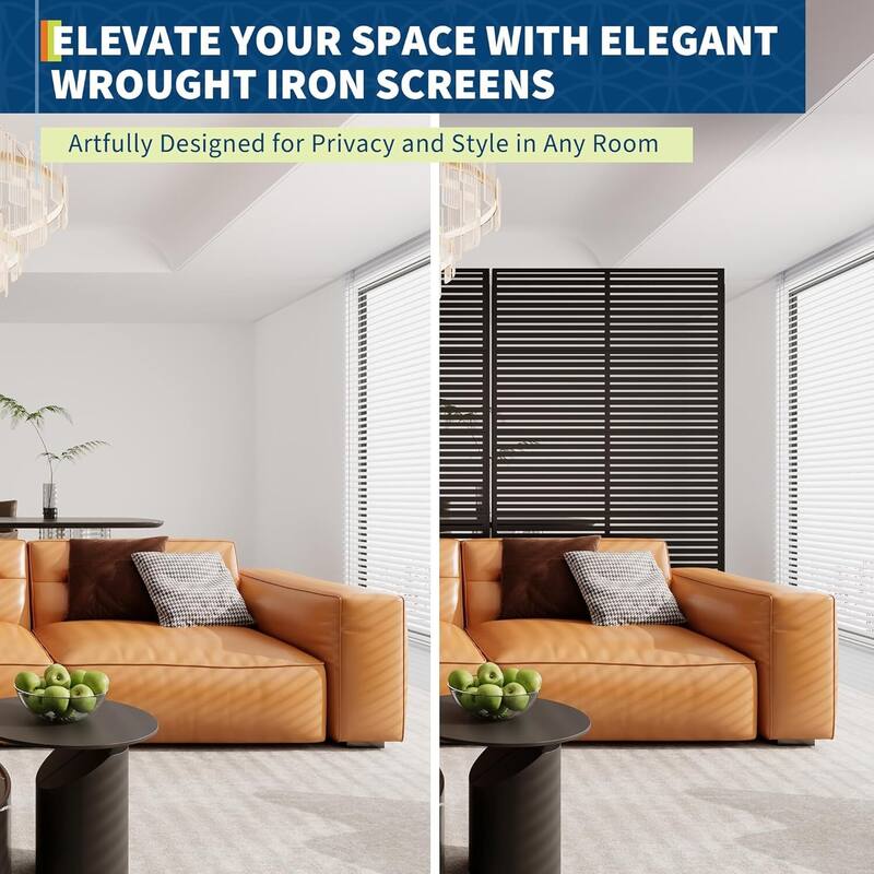 72 in Freestanding Decorative Metal Garden Fence, Privacy Screen Panel, 1 PC