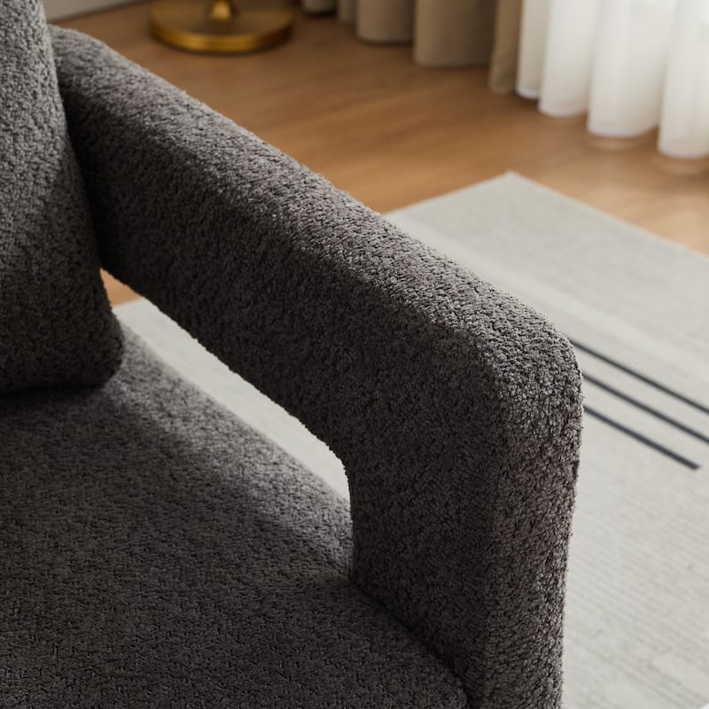 Homy Casa Modern Swivel Accent Chair Open Base, 360 Rotation Boucle