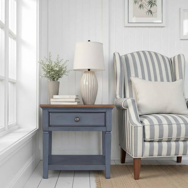 Bridgevine Home Americana 24 inch End Table, Corduroy Blue Finish, Minimal Assembly Required - Corduroy Blue - Wood