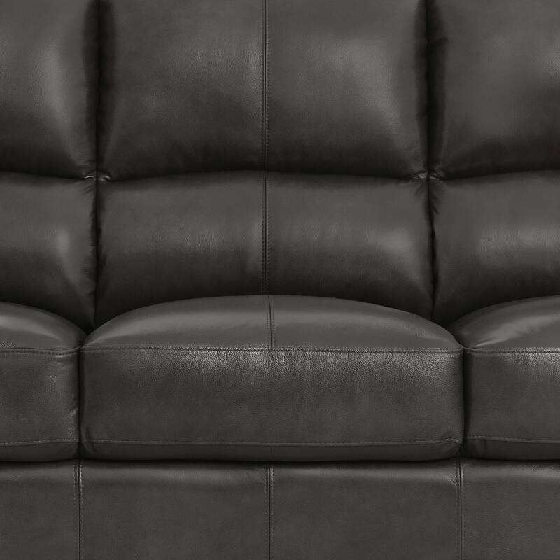 Austin Leather Living Room, Dark Gray