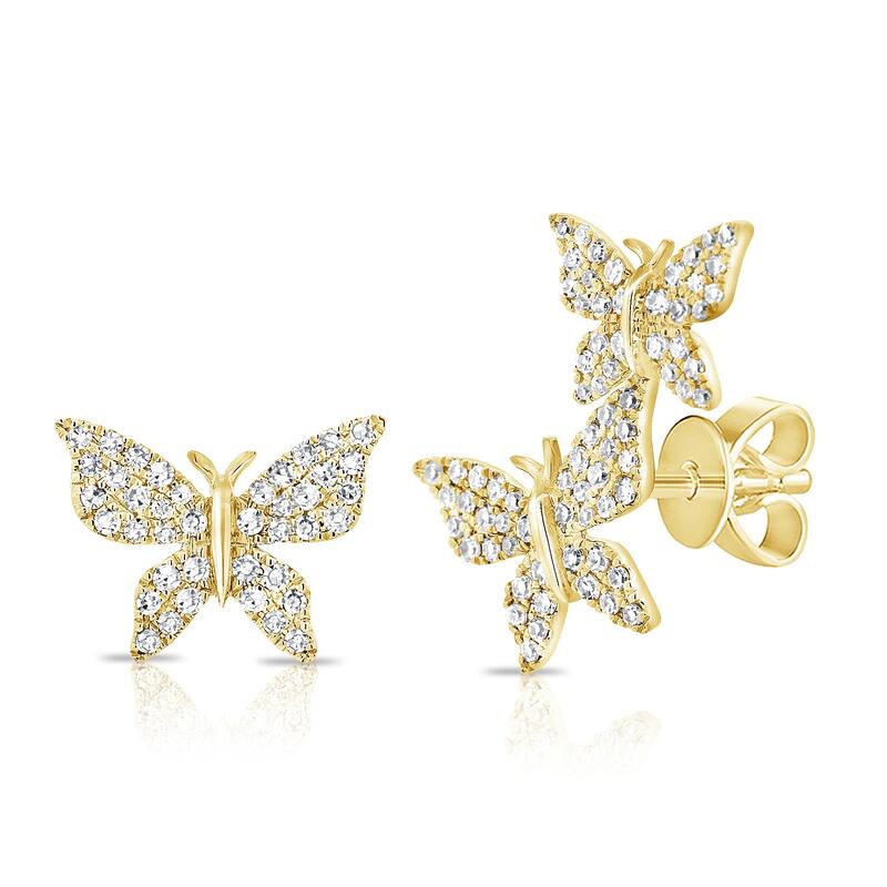 Joelle Collection Diamond Butterfly Studs Earrings 14K Gold 1/3ct TDW - Yellow