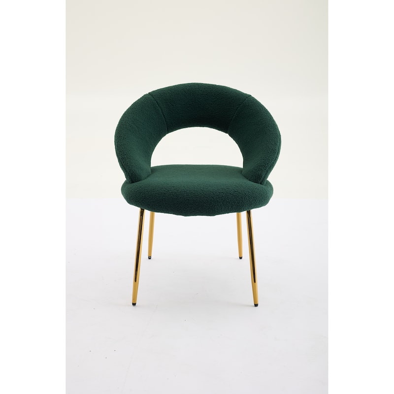 Teddy Fabric Dining Accent Chairs with Curved Backrest and Gold Metal Legs - 250lb Capacity