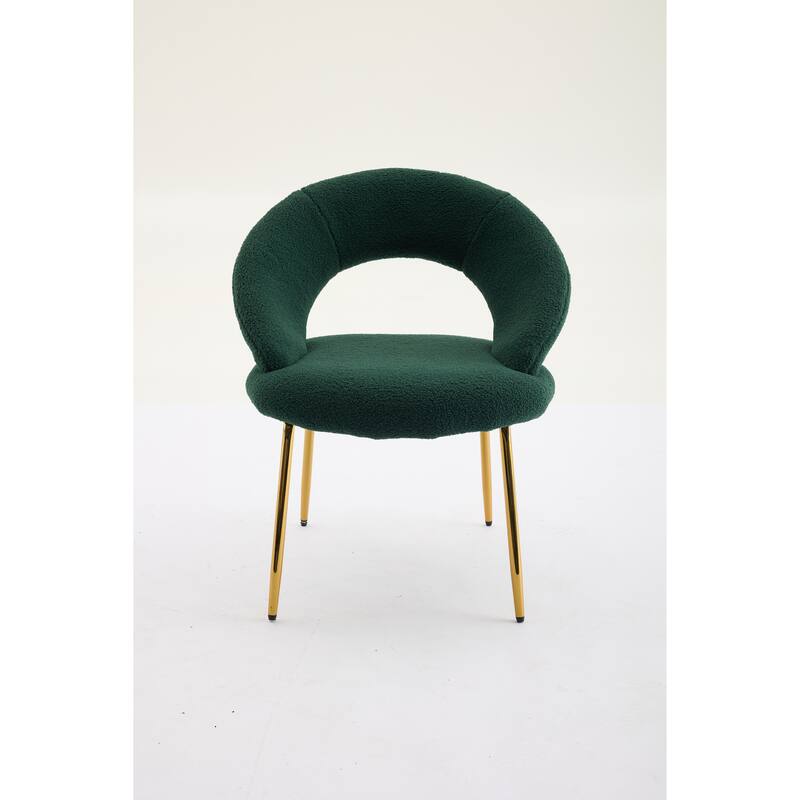 Teddy Fabric Kitchen Chair with Curved Backrest and Metal Legs for Kitchen