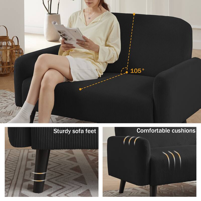 4 Pieces Corduroy Living Room Sets with Sofa, Ottoman and Loveseat