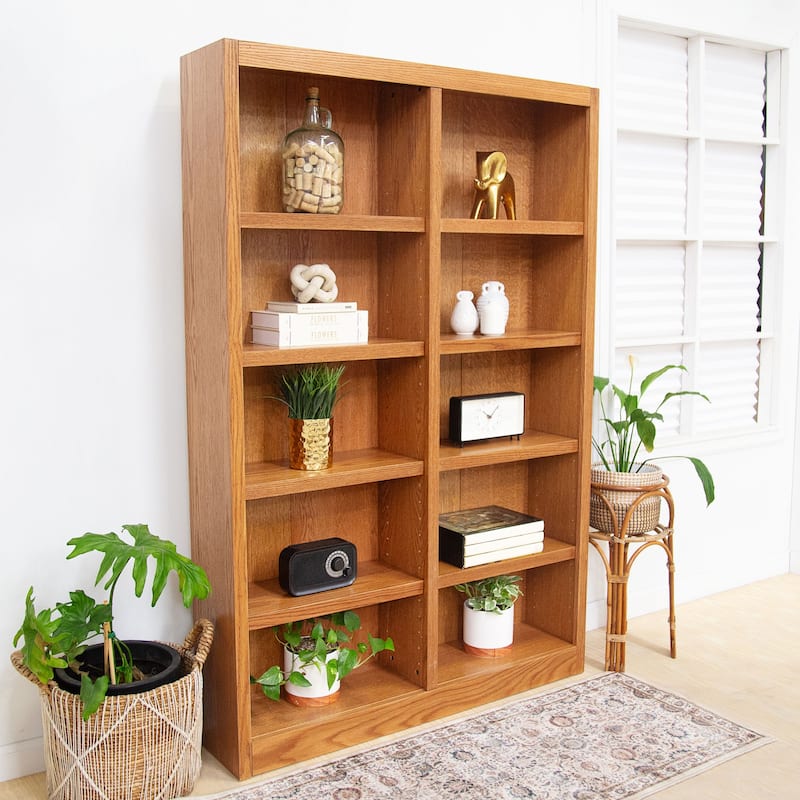 Concepts in Wood Double Wide Wood Bookcase, 10 Shelf, 72 inch Tall