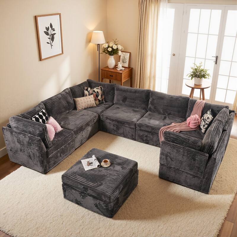 OVIOS Elegant L-Shaped Sofa - PlushGrey